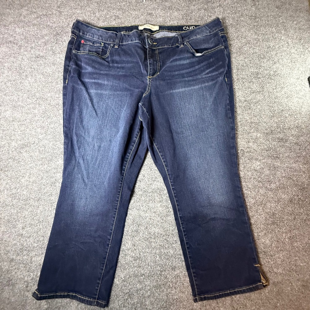 Slink Jeans Curvy Ankle Crop Dark Wash Denim Pants Size 20 Zipper Hem Womems